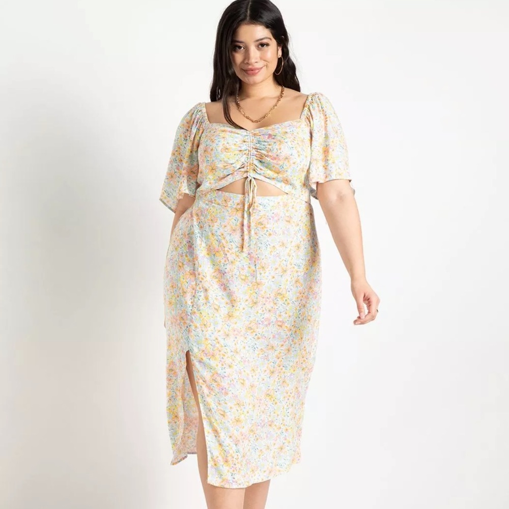 Eloquii Floral Midi Dress - Multicolor